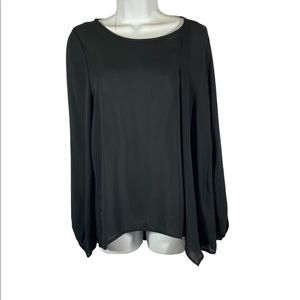 Pleione Black Long Sleeve Scoop Neck Cutout Top Career Womens‎ Size Small